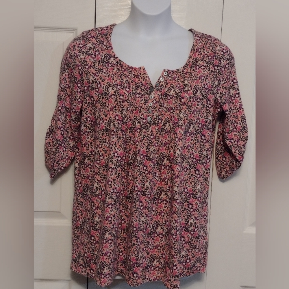 Woman Within Women's Floral Pullover Blouse 14/16 M